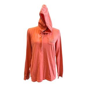 Vineyard Vines Women's Orange Hoodie Top long sleeve medium drawcord adjustable